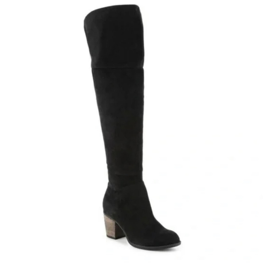 Crown Vintage Black Over the Knee Boots With Block Heel Size 10
